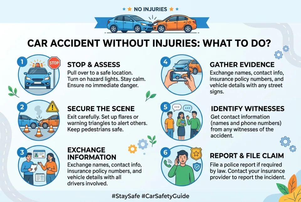 Car accident without injuries: what to do?