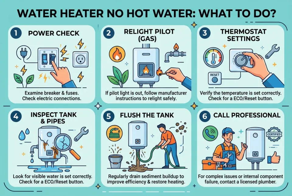 Water heater no hot water: what to do?