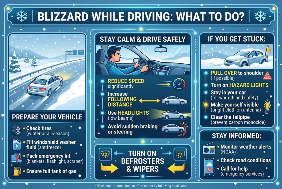 Blizzard while driving: what to do?