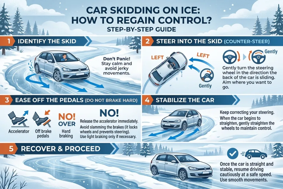 Car skidding on ice: how to regain control?