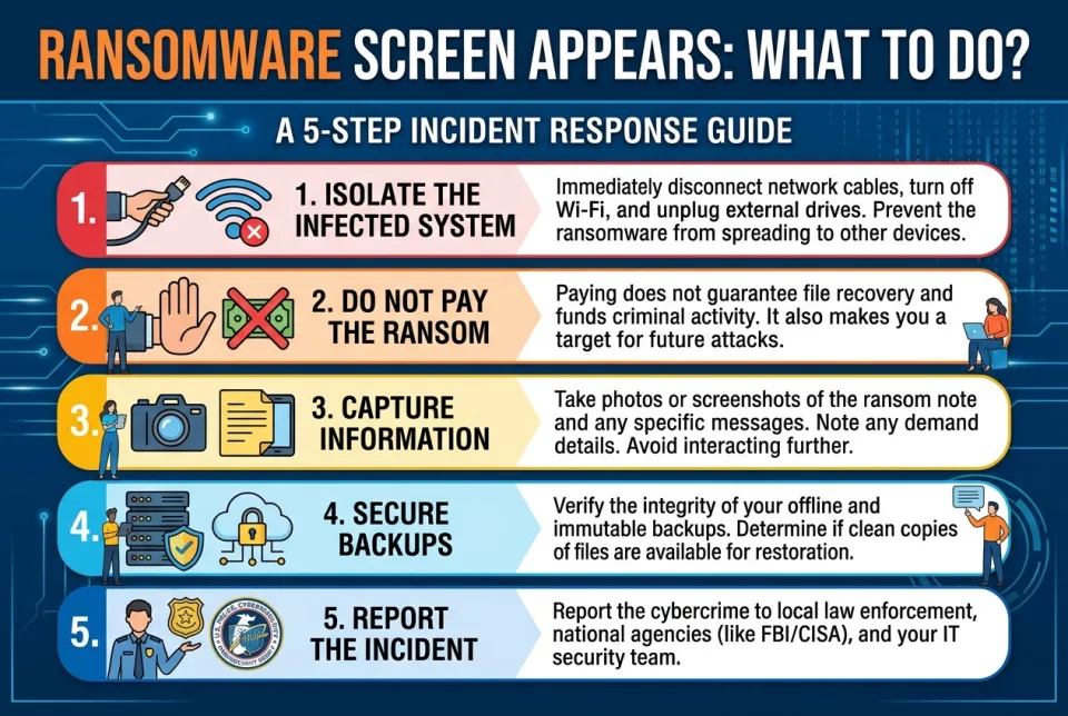 Ransomware screen appears: what to do?