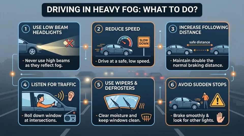 Driving in heavy fog: what to do?