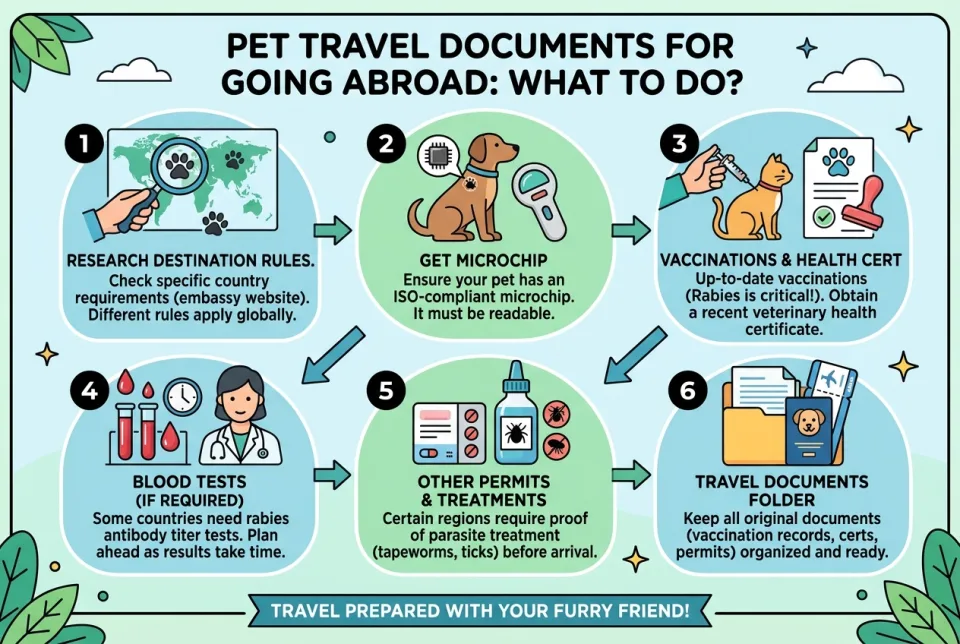 Pet travel documents for going abroad: what to do?