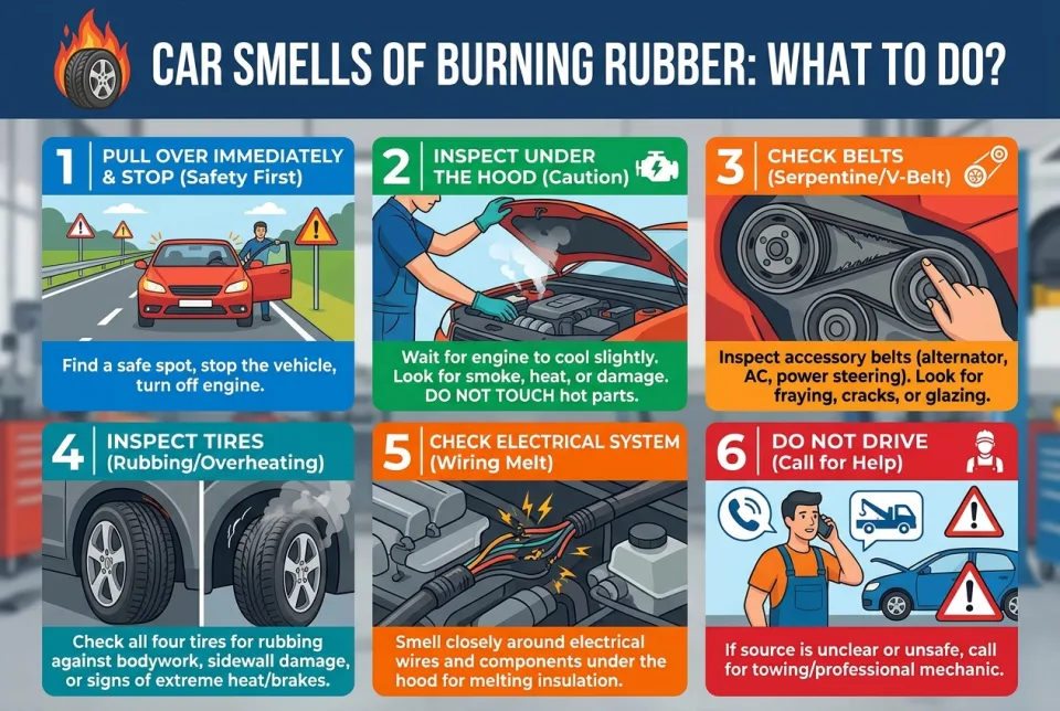 Car smells of burning rubber: what to do?