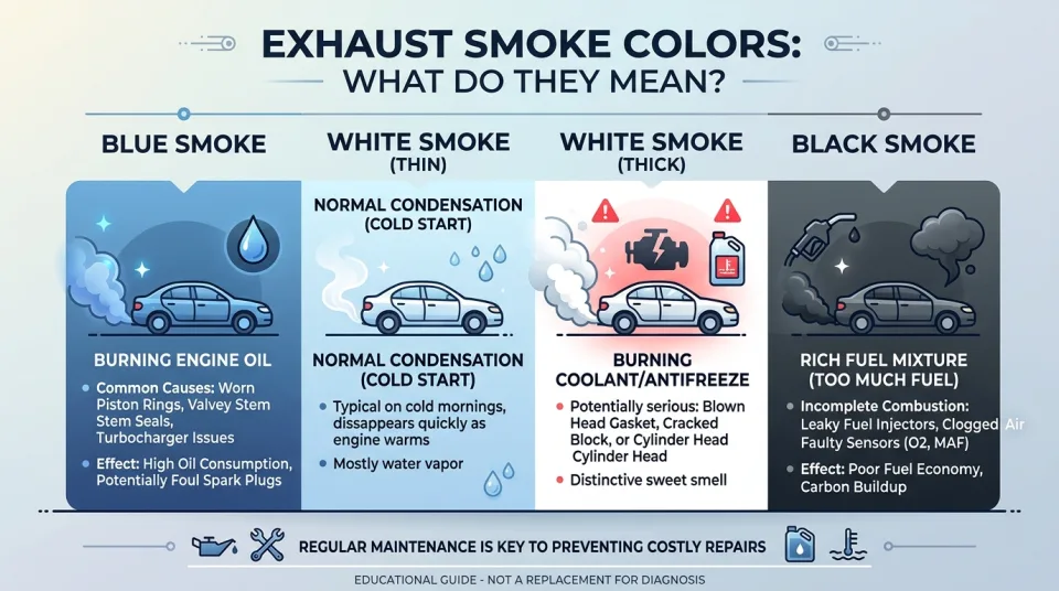 Exhaust smoke colors: what do they mean?
