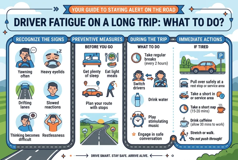 Driver fatigue on a long trip: what to do?