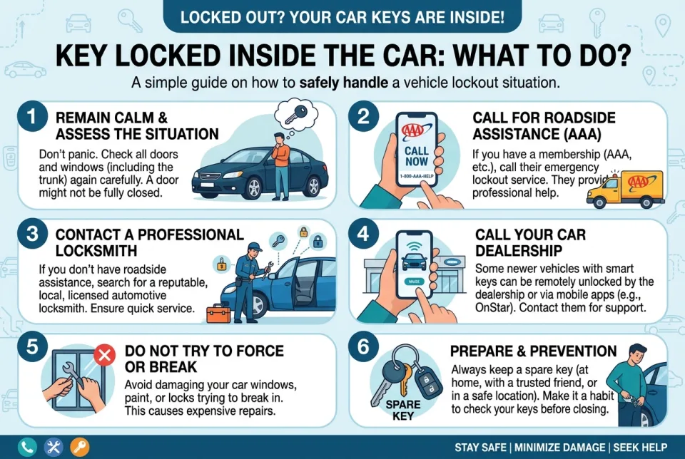 Key locked inside the car: what to do?