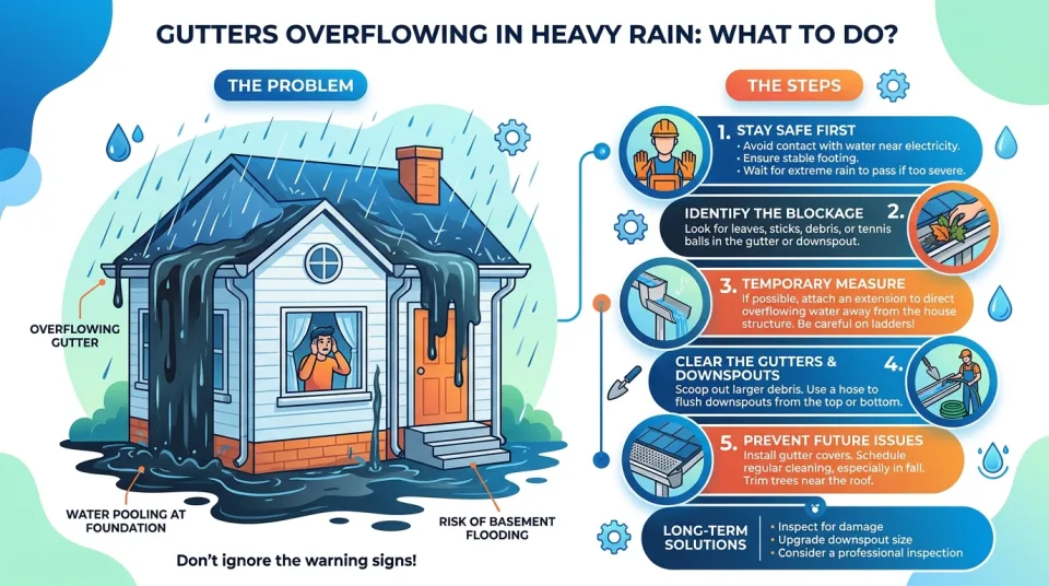 Gutters overflowing in heavy rain: what to do?