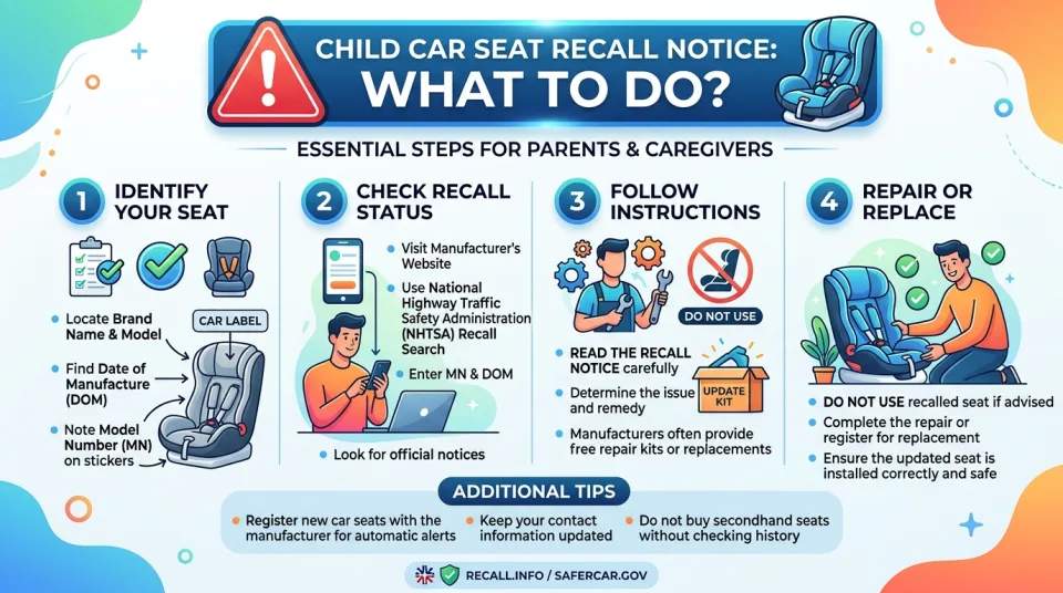 Child car seat recall notice: what to do?