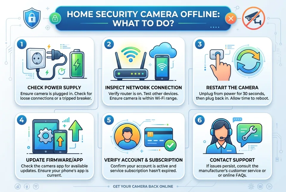 Home security camera offline: what to do?