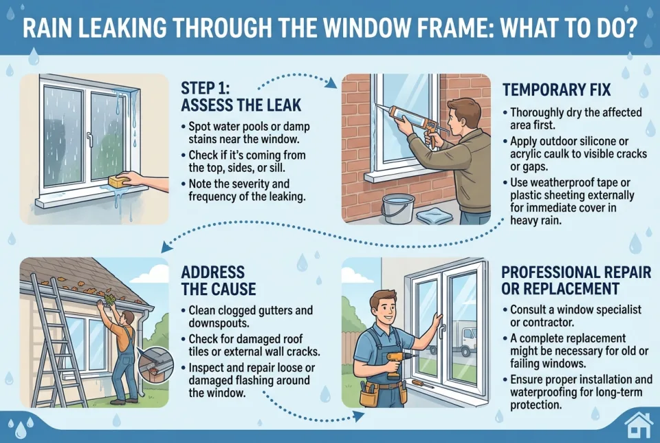 Rain leaking through the window frame: what to do?