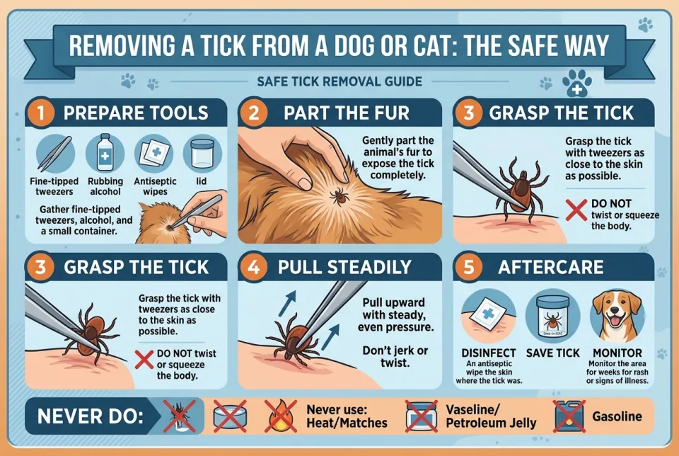 Removing a tick from a dog or cat: the safe way