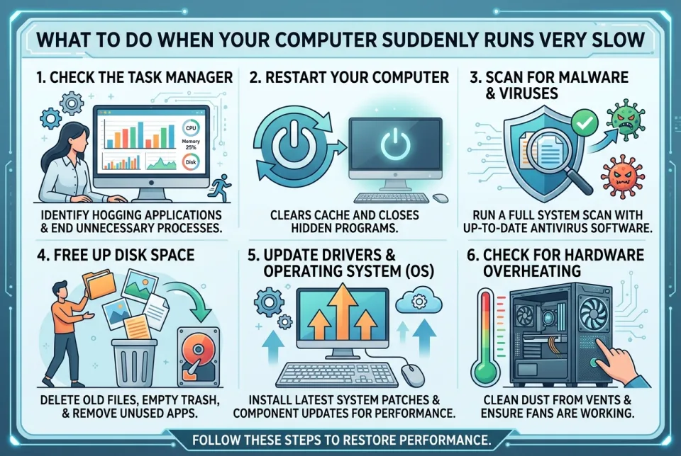 Computer suddenly running very slow: what to do?