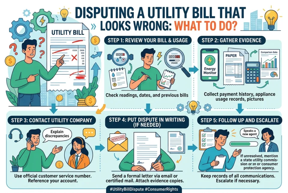 Disputing a utility bill that looks wrong: what to do?