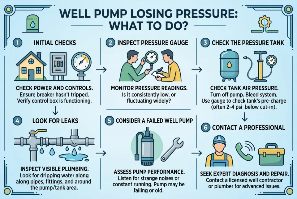 Well pump losing pressure: what to do?