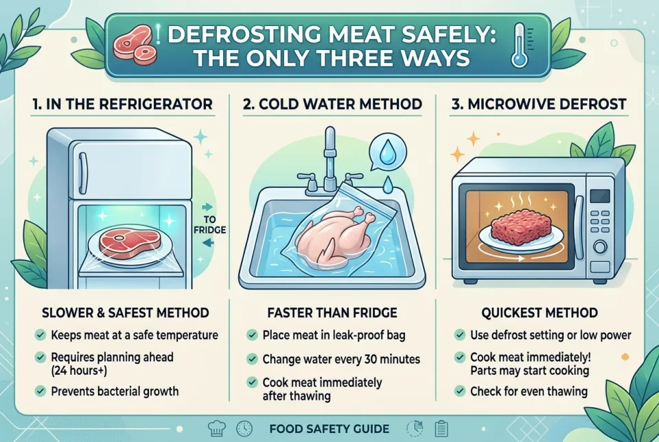 Defrosting meat safely: the only three ways