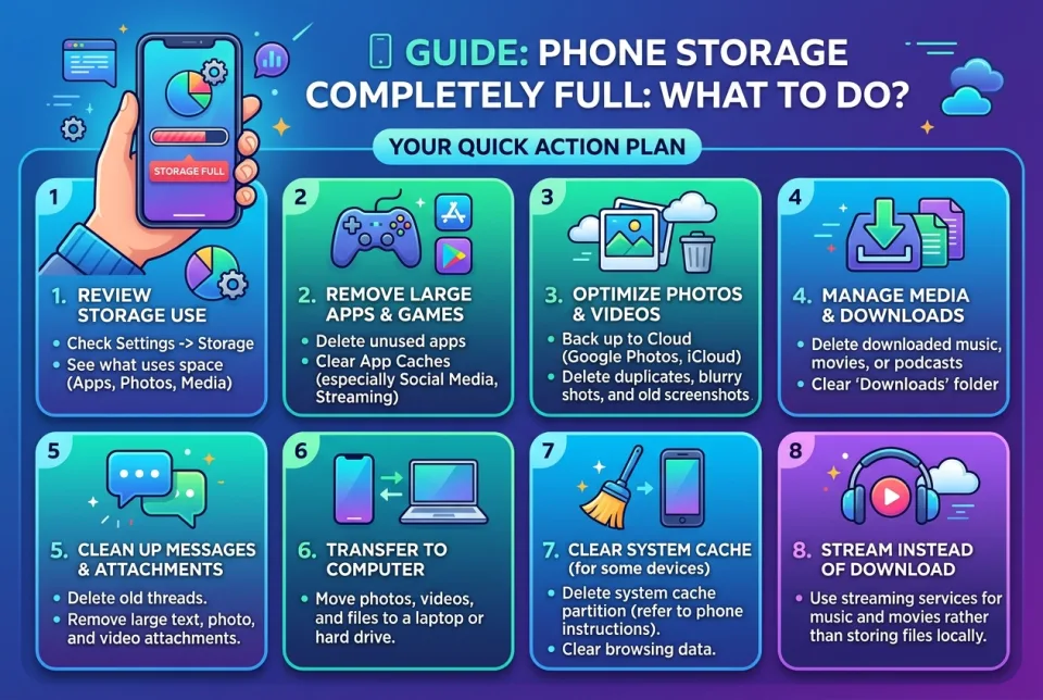 Phone storage completely full: what to do?