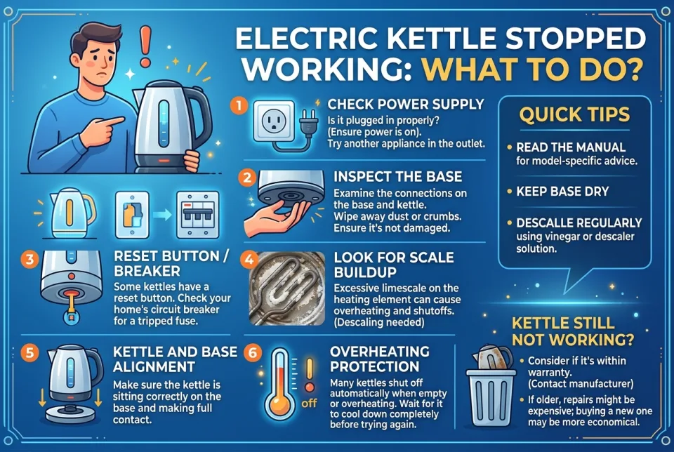 Electric kettle stopped working: what to do?