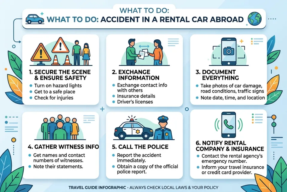 Accident in a rental car abroad: what to do?