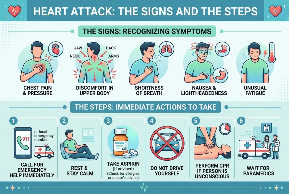 Heart attack: the signs and the steps