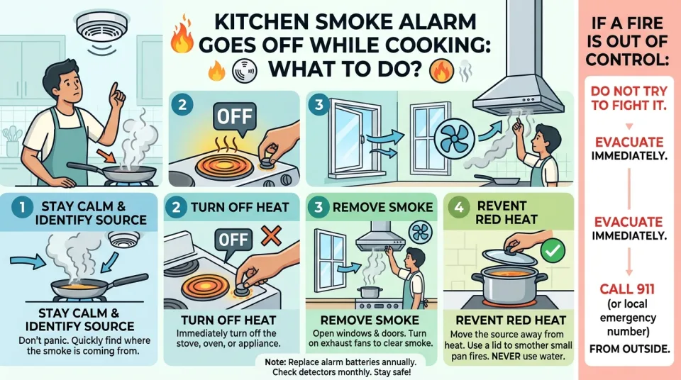Kitchen smoke alarm goes off while cooking: what to do?