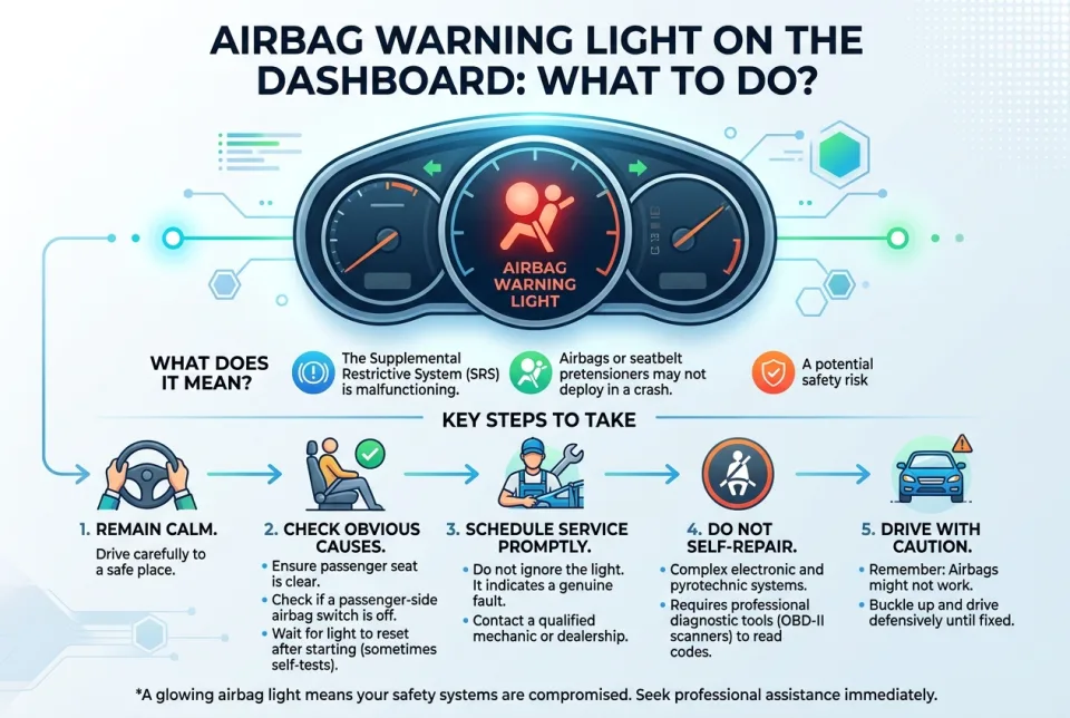 Airbag warning light on the dashboard: what to do?