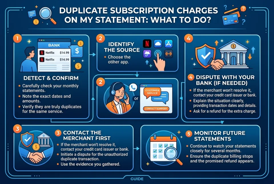 Duplicate subscription charges on my statement: what to do?