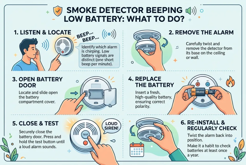 Smoke detector beeping low battery: what to do?