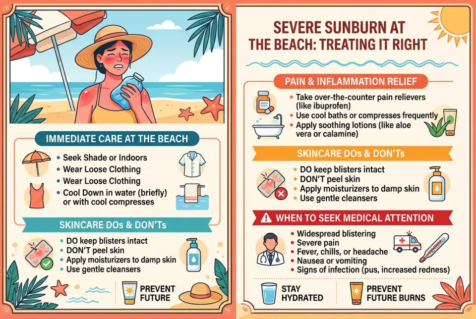 Severe sunburn at the beach: treating it right