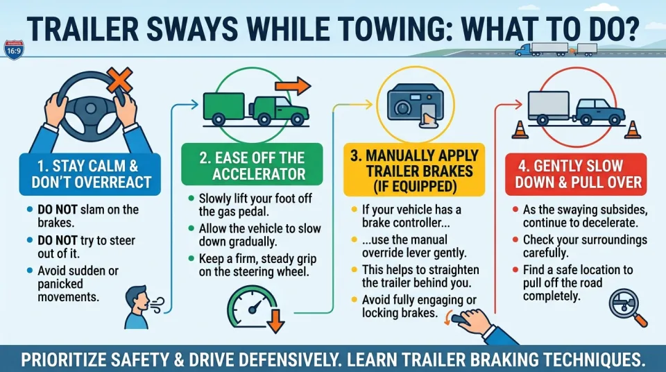 Trailer starts swaying while towing: what to do?