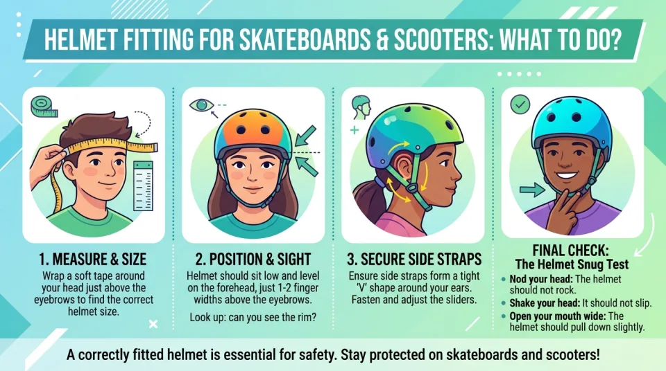 Helmet fitting for skateboards and scooters: what to do?