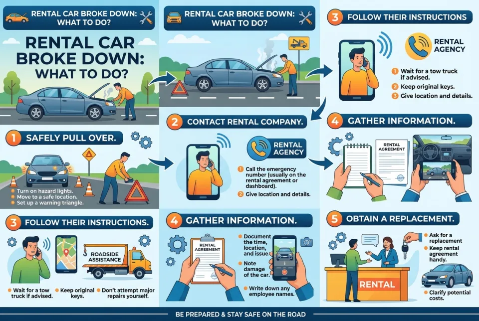 Rental car broke down: what to do?