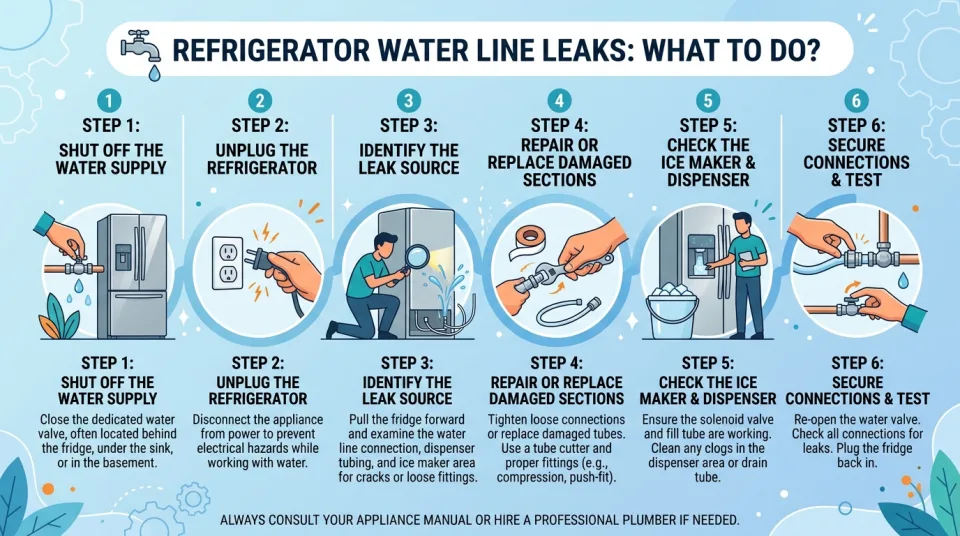 Refrigerator water line leaks: what to do?