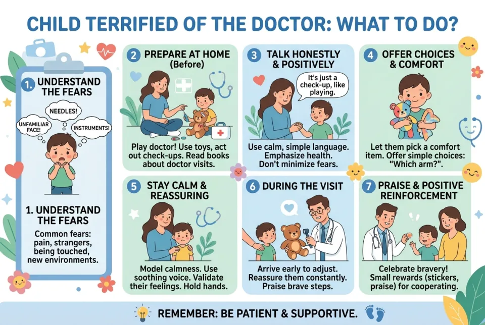 Child terrified of the doctor: what to do?