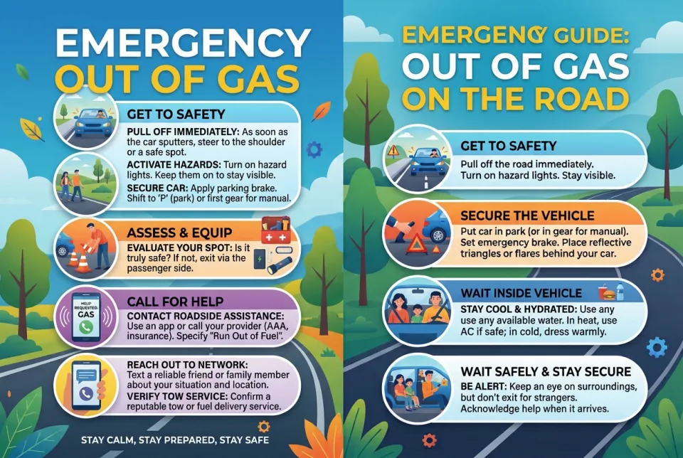 Out of gas on the road: what to do?