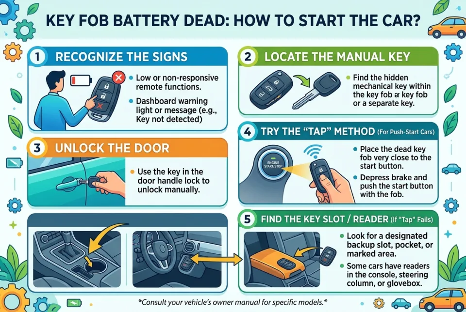 Key fob battery dead: how to start the car?