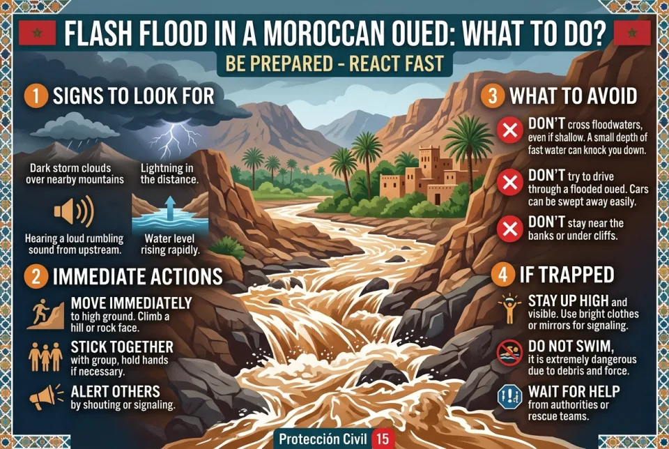 Flash flood in a Moroccan oued: what to do?