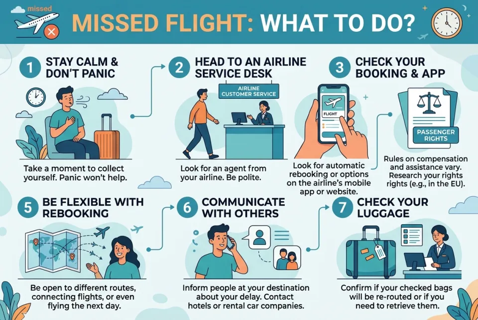 Missed flight: what to do?