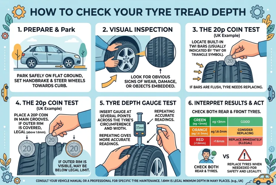 How to check your tyre tread depth
