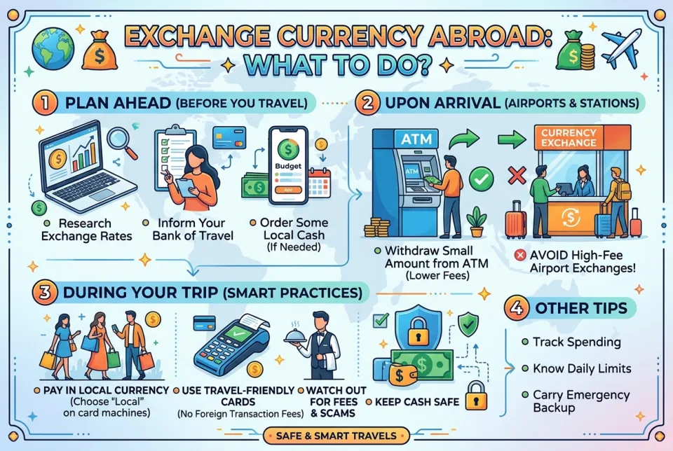 Exchange currency abroad: what to do?