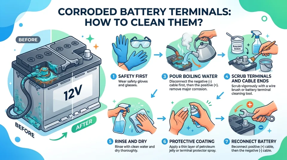 Corroded battery terminals: how to clean them?