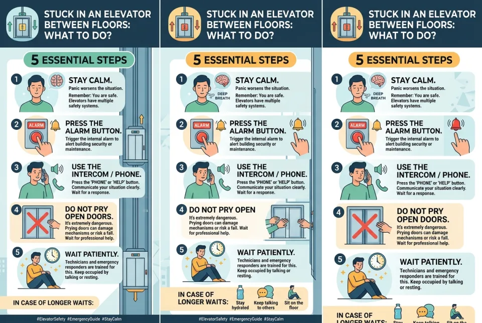 Stuck in an elevator between floors: what to do?