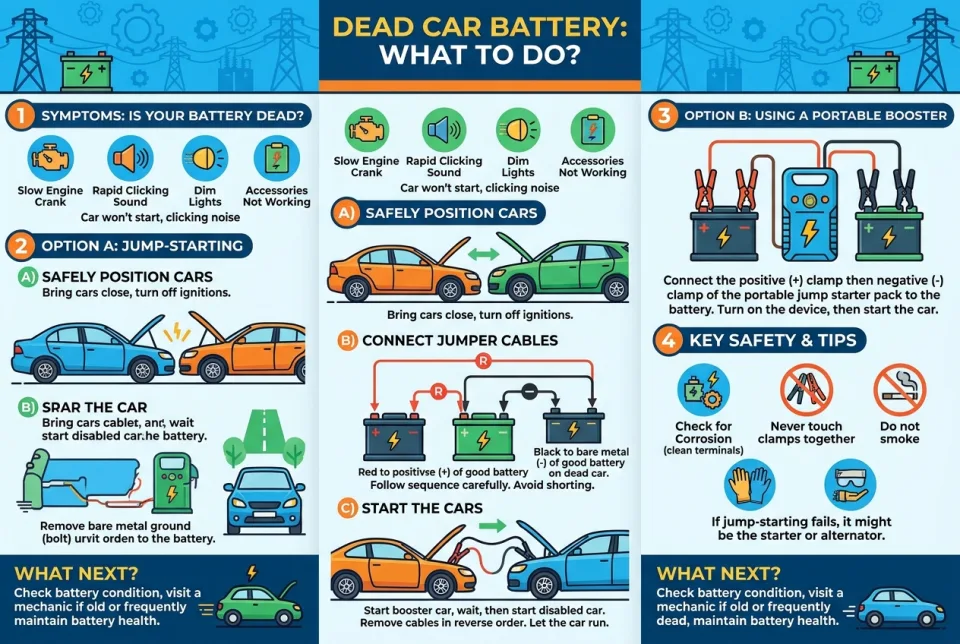 Dead car battery: what to do?