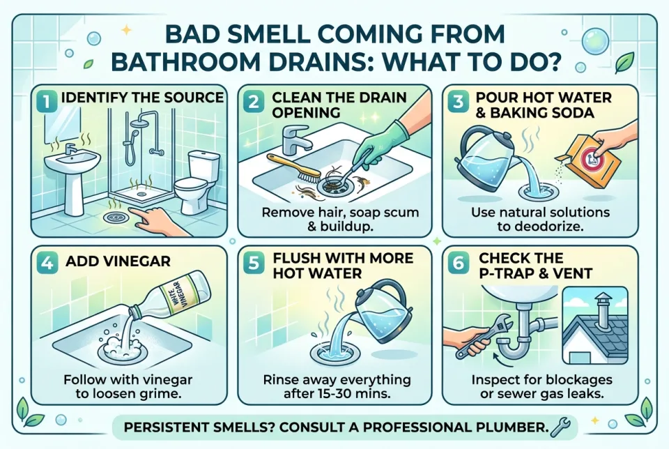 Bad smell coming from bathroom drains: what to do?