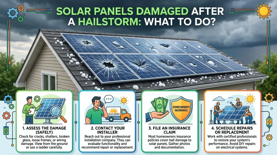 Solar panels damaged after a hailstorm: what to do?