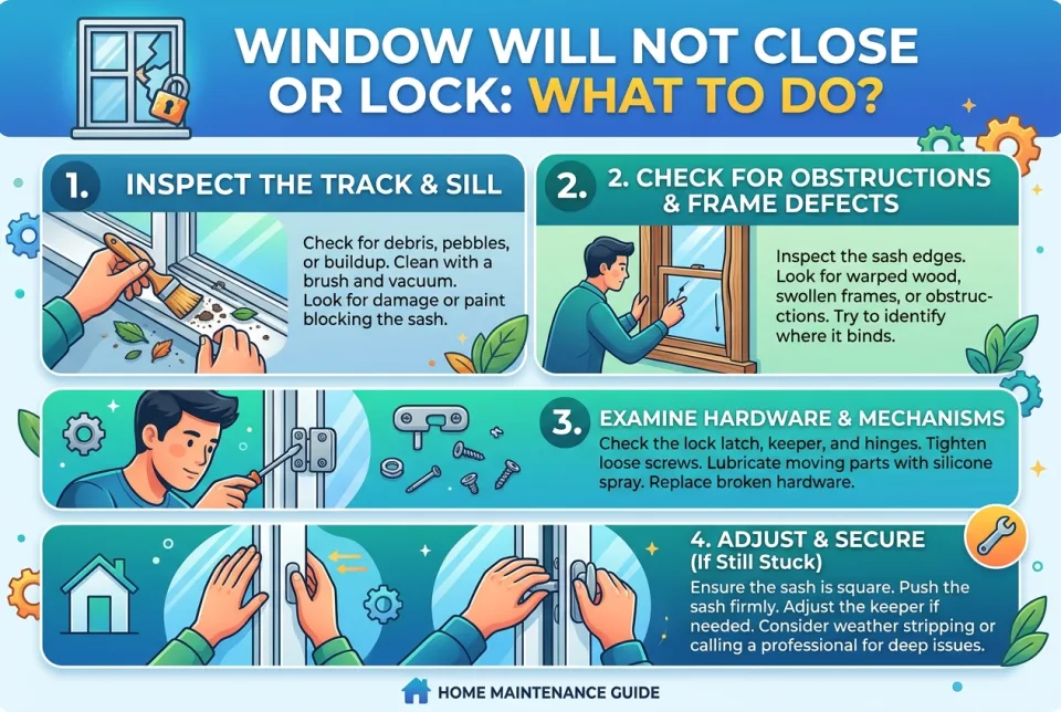 Window will not close or lock: what to do?