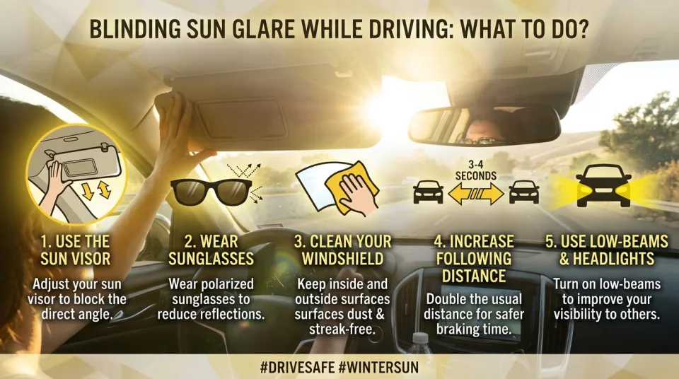 Blinding sun glare while driving: what to do?