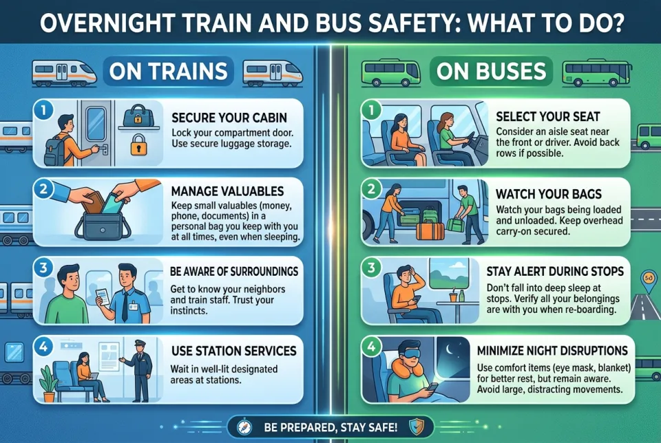 Overnight train and bus safety: what to do?