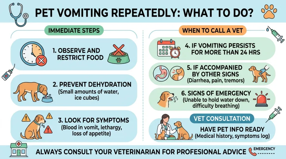 Pet vomiting repeatedly: what to do?