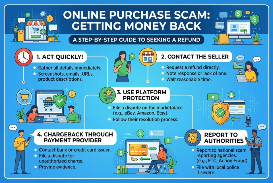 Online purchase scam: getting money back